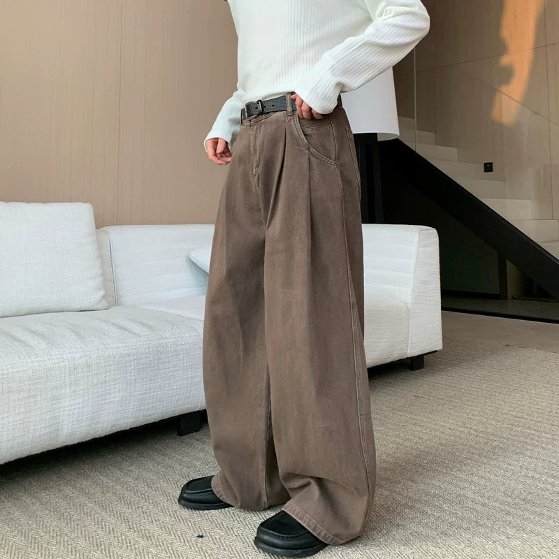 Plissé Wijde Pijpen Ontspannen Pasvorm Werkbroeken 