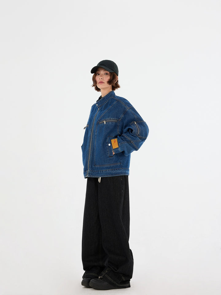 Deconstructed Denim Zipper Jacket