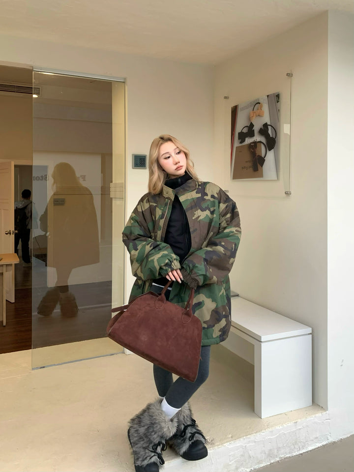 Camouflage Mid-Length Cotton Workwear Jacket