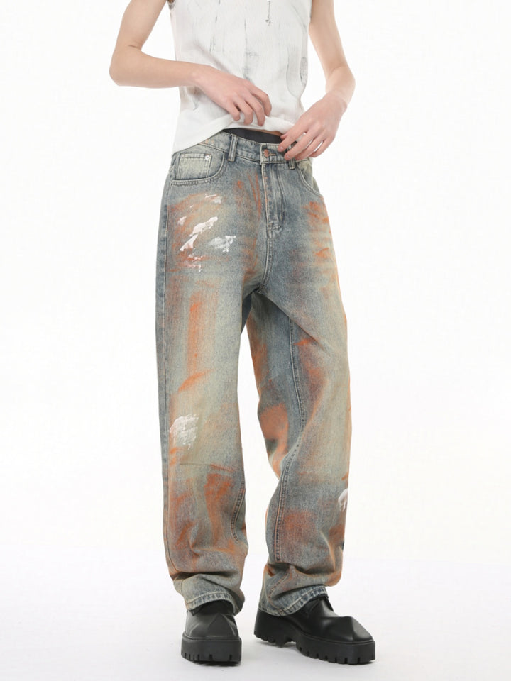 Graffiti Design Loose Straight Pants