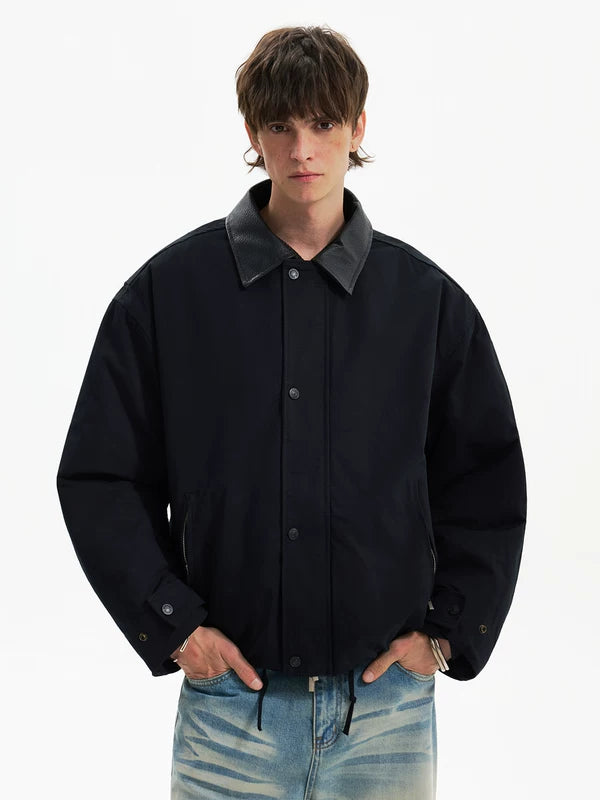 가짜 가죽 칼라가 있는 겨울 면 패딩 조종사 재킷 