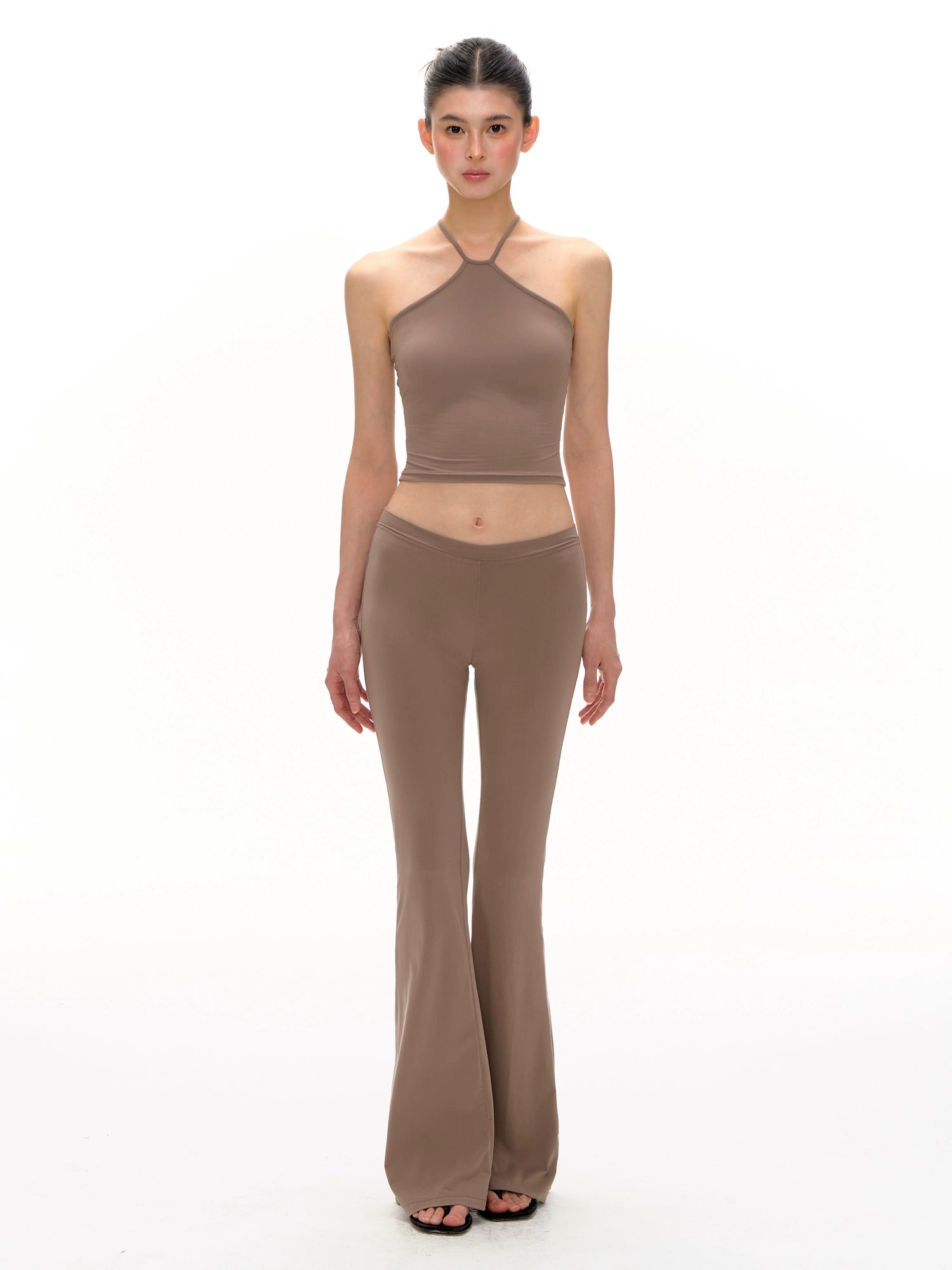 Retro Halter Neck Two-Piece Pants Set