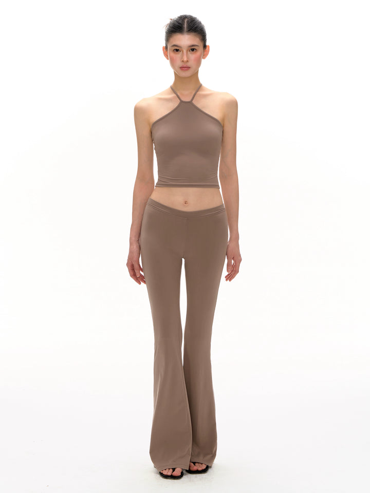 Retro Halter Neck Two-Piece Pants Set