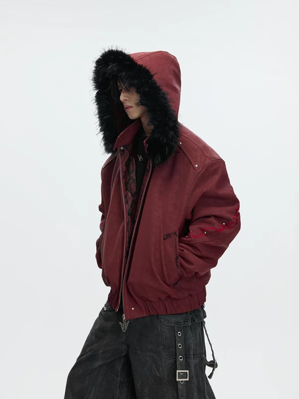 Veste d'hiver à capuche en fausse fourrure lourde 