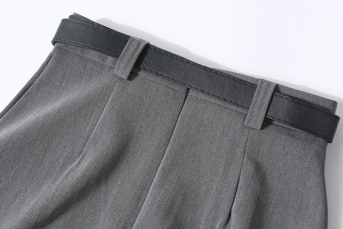 Pleated Midi Skirt with Belt