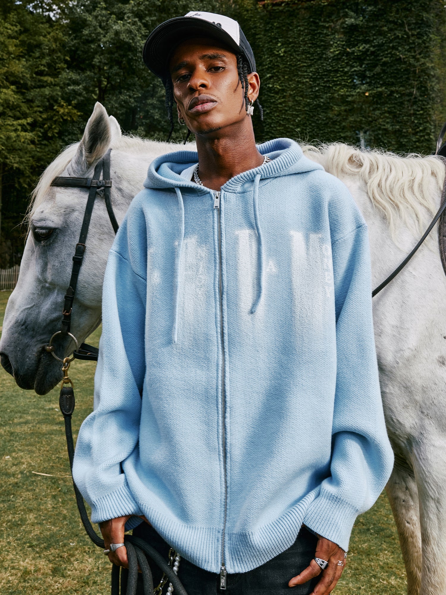 Zip Up Knit Hooded Jacket