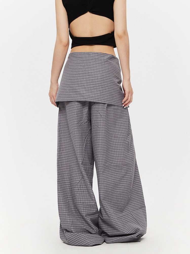Plaid Wide-Leg Loose Fit Casual Pants