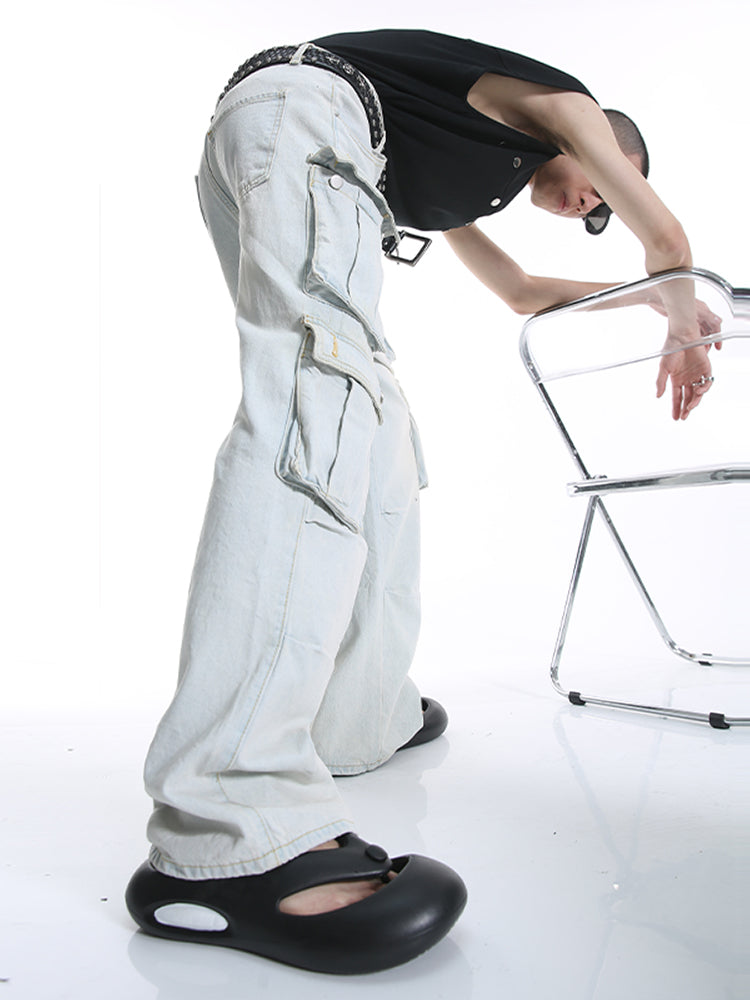 Mehrfachtaschen-Hosen mit weitem Bein 