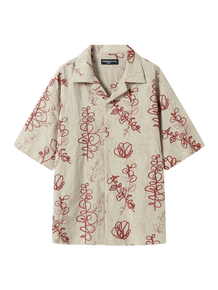 Embroidered Loose Fit Short Sleeve Shirt
