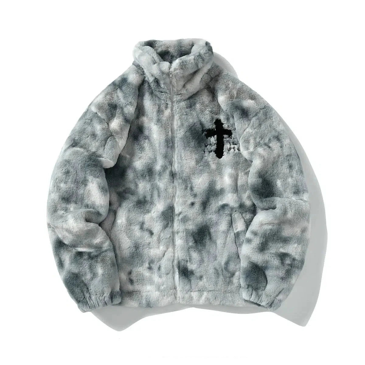 Tie-Dye Furry Quilted Plush Jacket