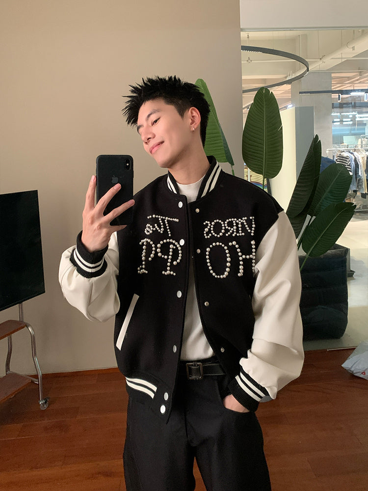 Pearl Embroidery Baseball Jacket