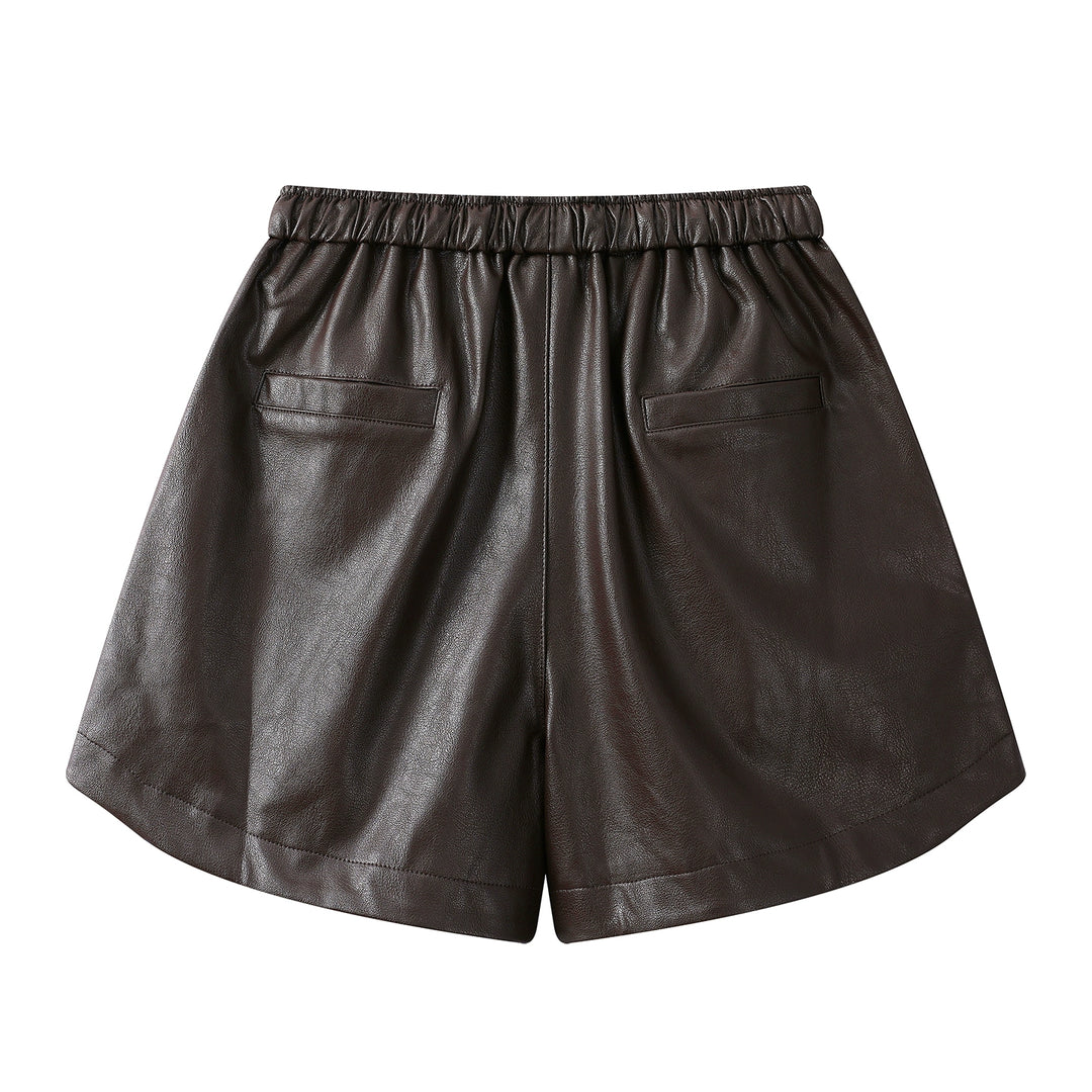 PU-läder vida casuala shorts 