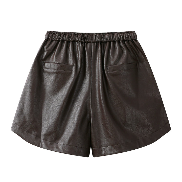 PU-läder vida casuala shorts 