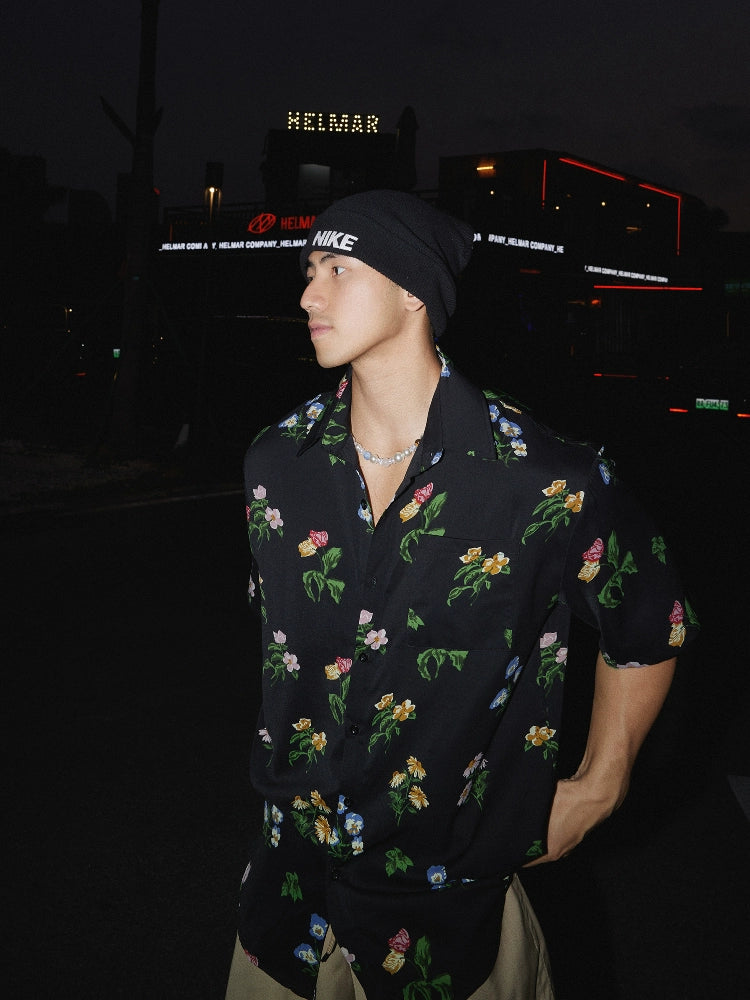 Camisa Casual de Manga Curta com Estampa Floral 