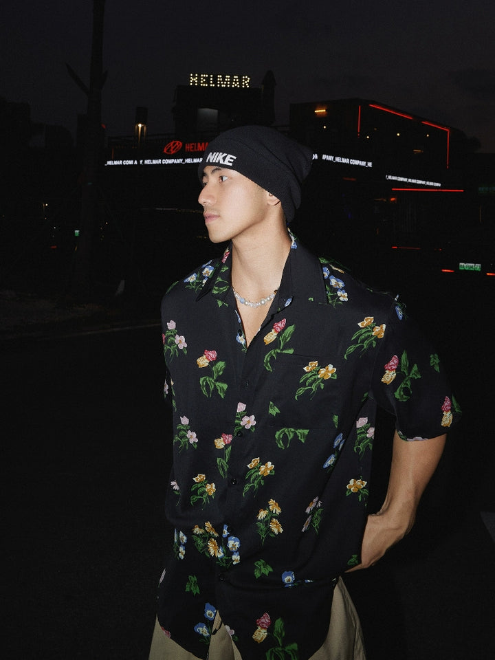 Camisa Casual de Manga Curta com Estampa Floral 