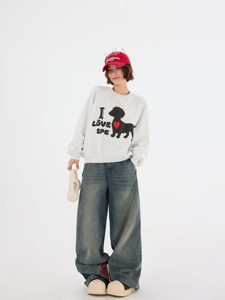 Dachshund grafisk avslappnad kort sweatshirt 