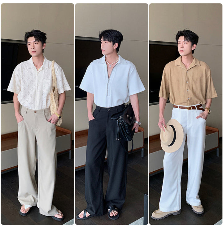 Wide-Leg Casual Straight Pants