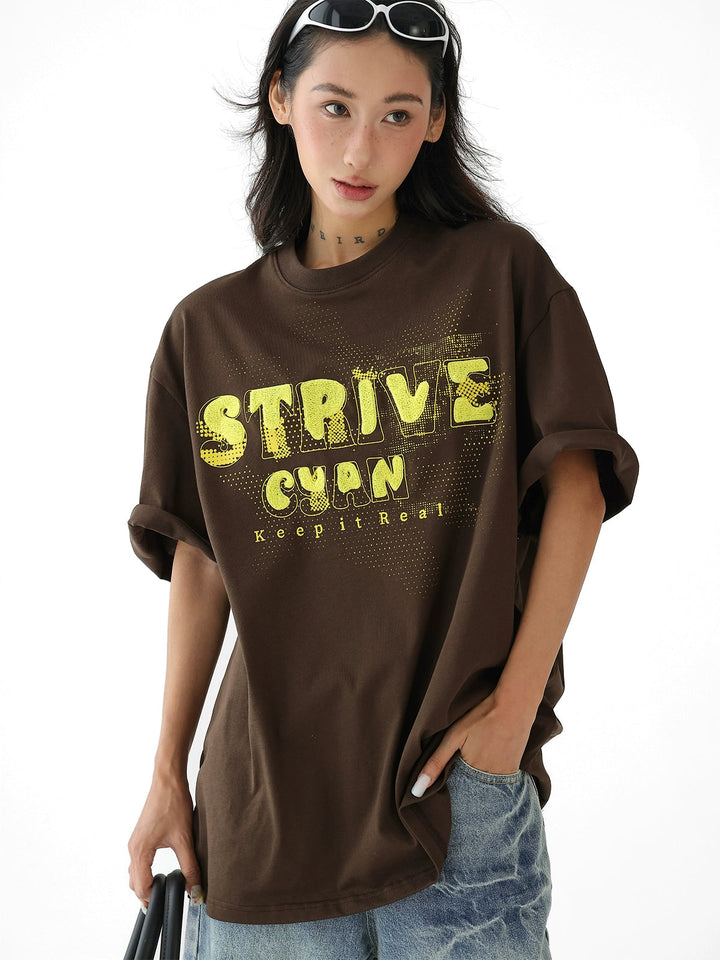 Letter Embroidery Oversized Short Sleeve T-shirt