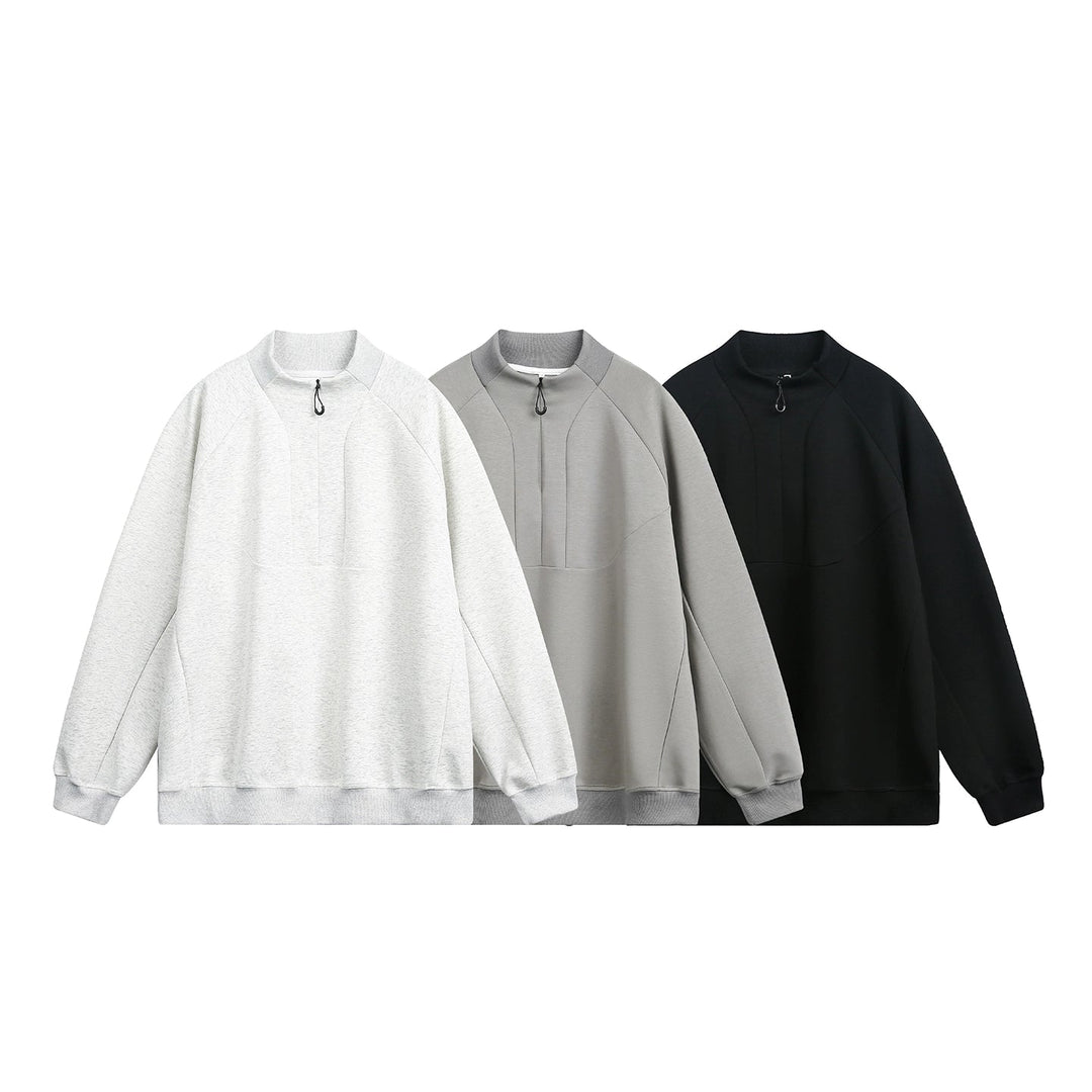 Sudadera casual con cuello alzado y media cremallera 