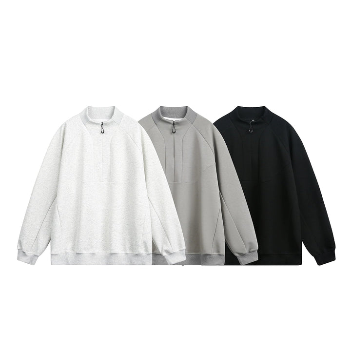 Sudadera casual con cuello alzado y media cremallera 