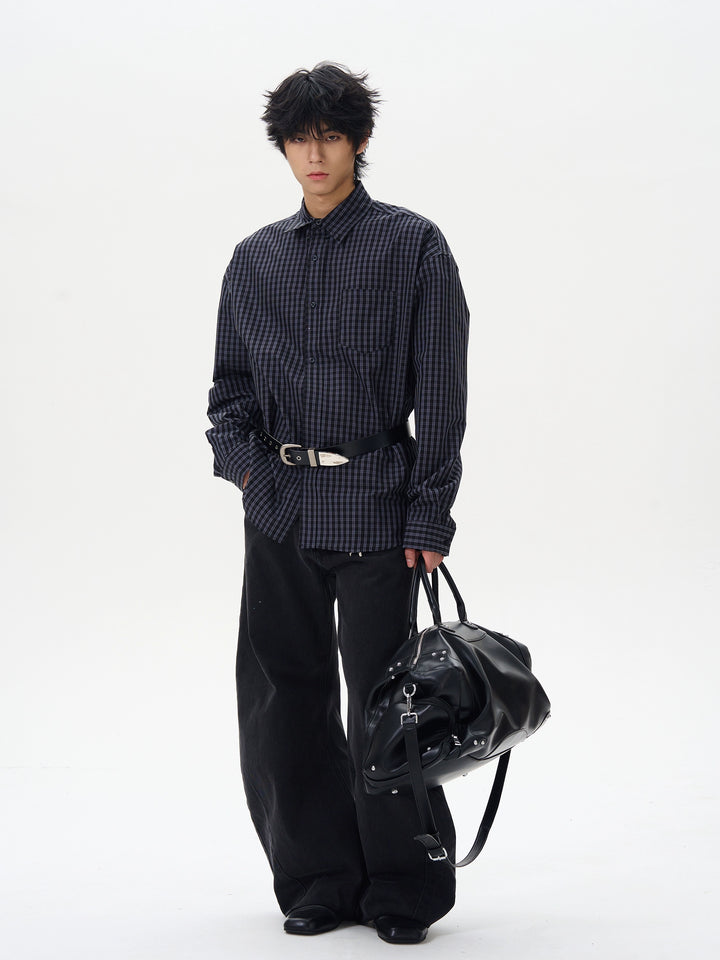 Giacca Camicia Casual a Maniche Lunghe a Quadri 