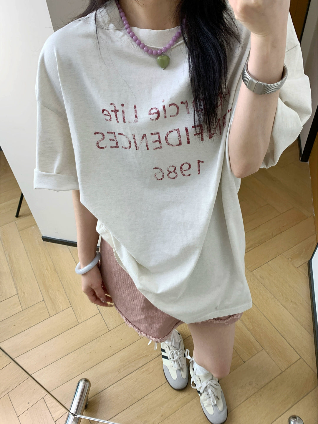 Distressed Printed Cotton Oversized T-shirt