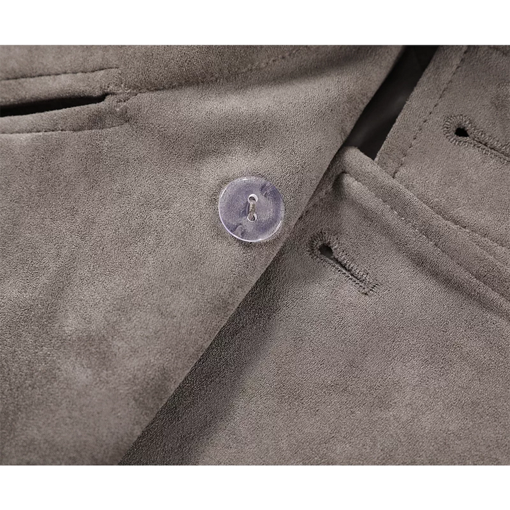 Suede Stand Collar Classic Style Coat