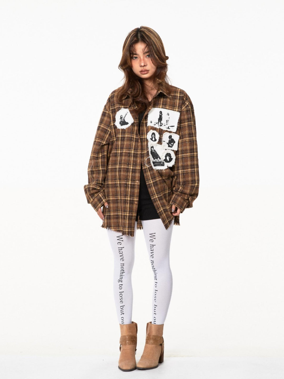 Kariertes Patchwork-Hemdjacke 