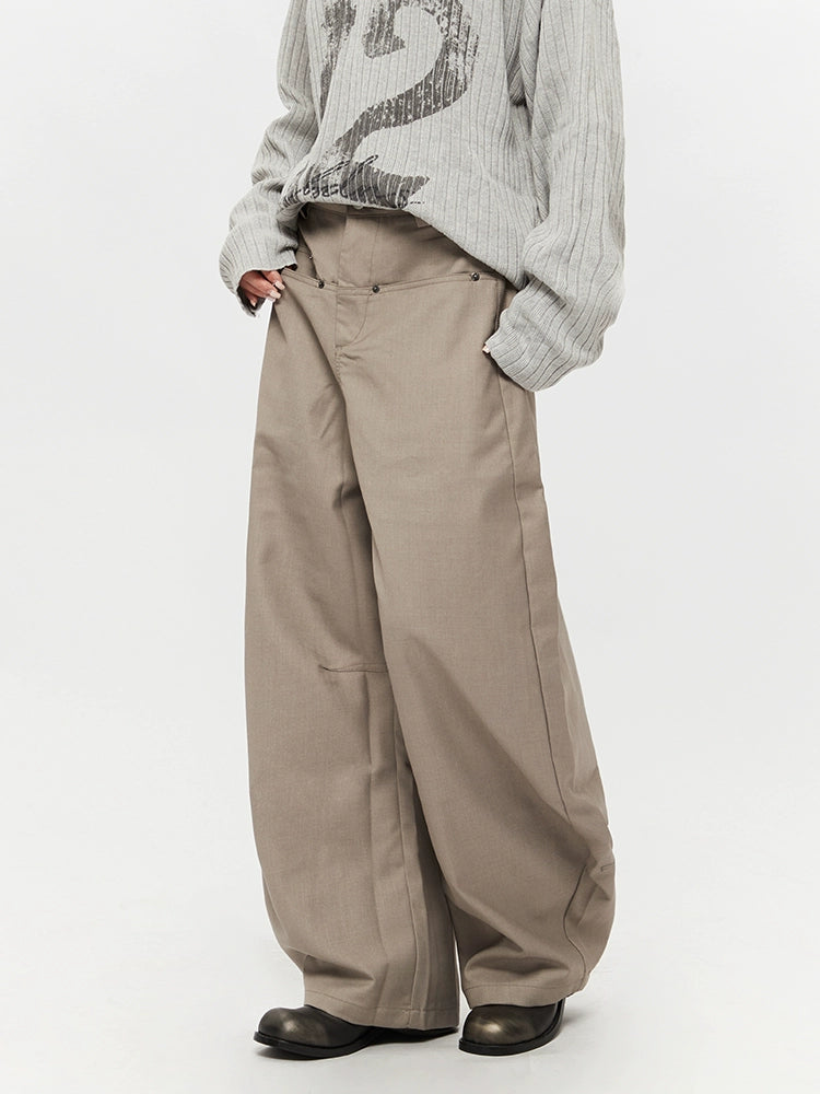 レトロルーズストレートワイドレッグワークウェアパンツ 