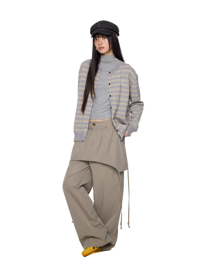 Button-front Striped Knitted Cardigan