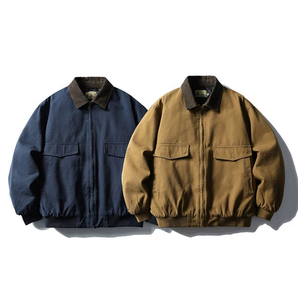 Chaqueta de trabajo de algodón lavado retro 