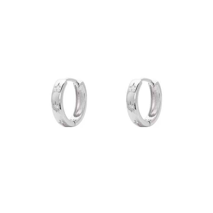 Sterling Silver Star Hoop Earrings