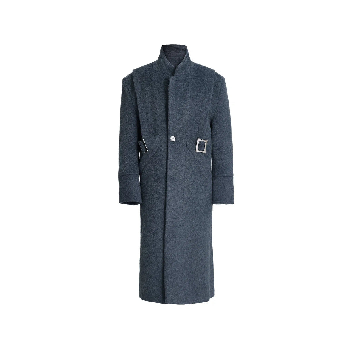 Metal Buckle Long Wool Coat