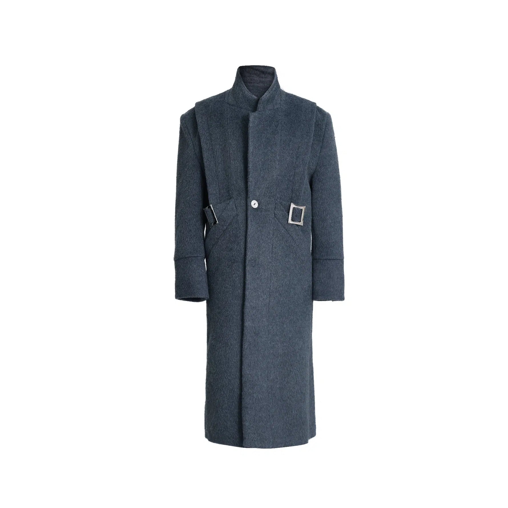 Metal Buckle Long Wool Coat