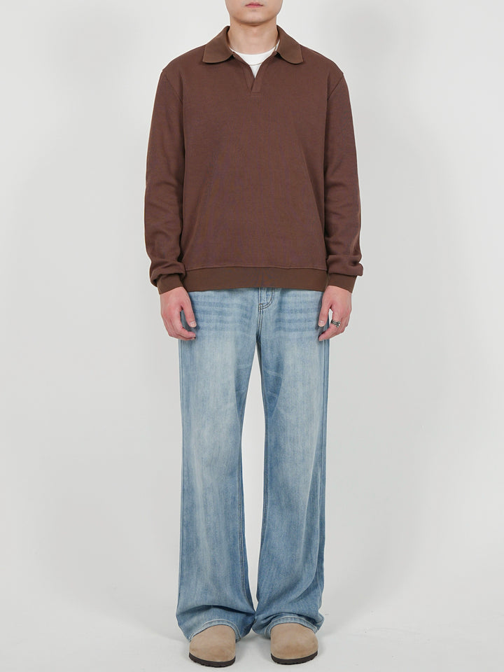 Loose Long Sleeve Polo Shirt