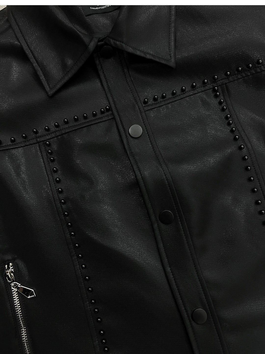Beaded Liquid Shiny Lapel Short Jacket