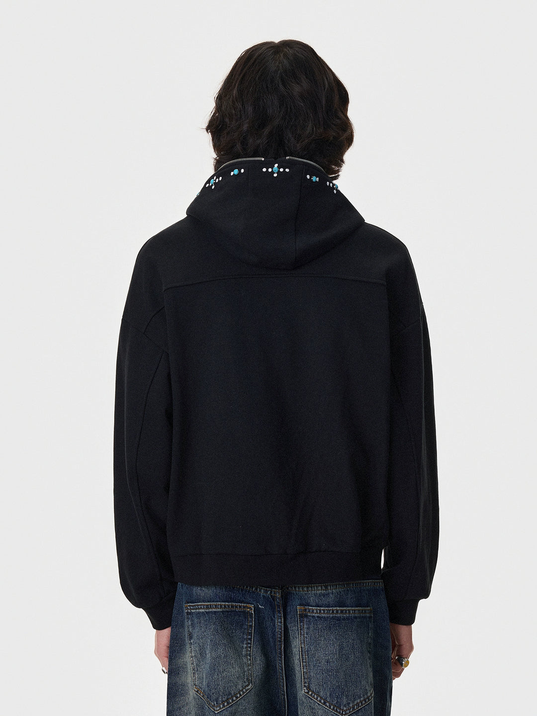 Deconstructed Zip-Up Cropped Hoodie
