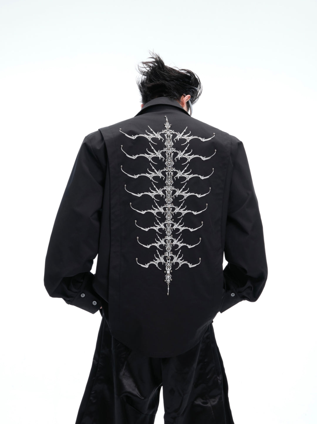 Embroidered Rivet Spine Long Sleeve Shirt