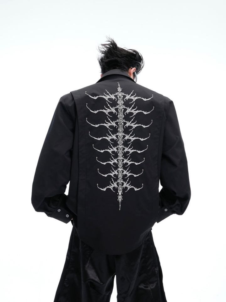 Embroidered Rivet Spine Long Sleeve Shirt