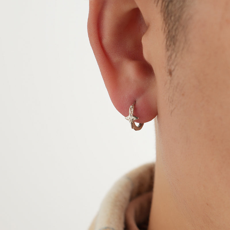 Sterling Silver Irregular Hoop Earrings