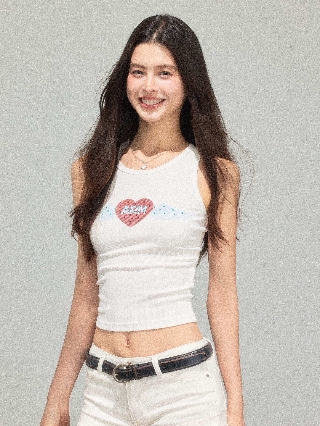 Heart Graphic Fitted Tank Top