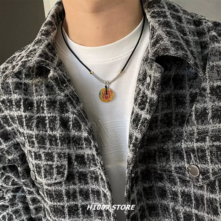 Peace Symbol Drawstring Necklace Chain
