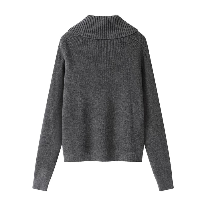 Suéter de punto con cuello de cowl en forma de V 