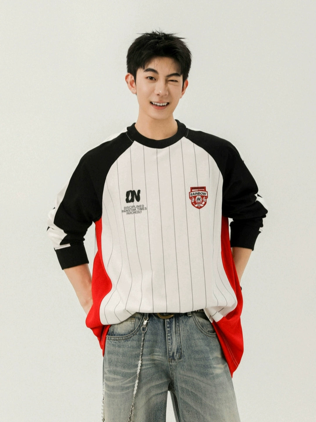 Contrast Stitching Round Neck Pullover