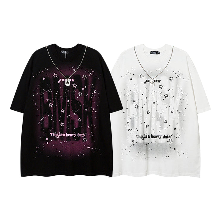 Spray-Painted Letter Graphic Loose T-shirt