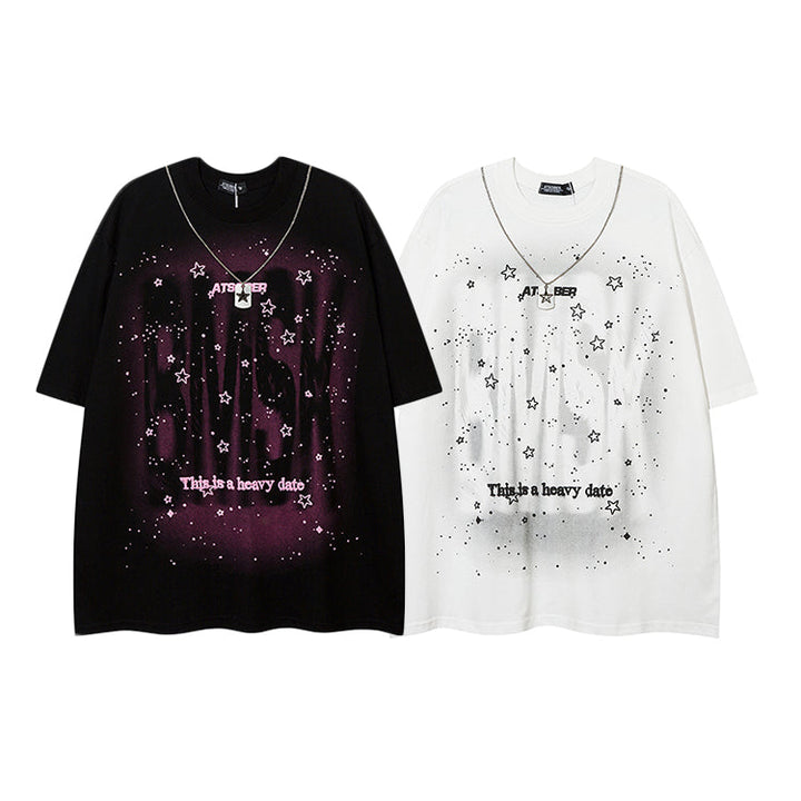 Spray-Painted Letter Graphic Loose T-shirt