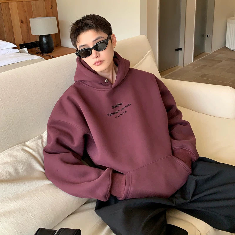 Retro Letter Print Losse Pasvorm Kaptrui 