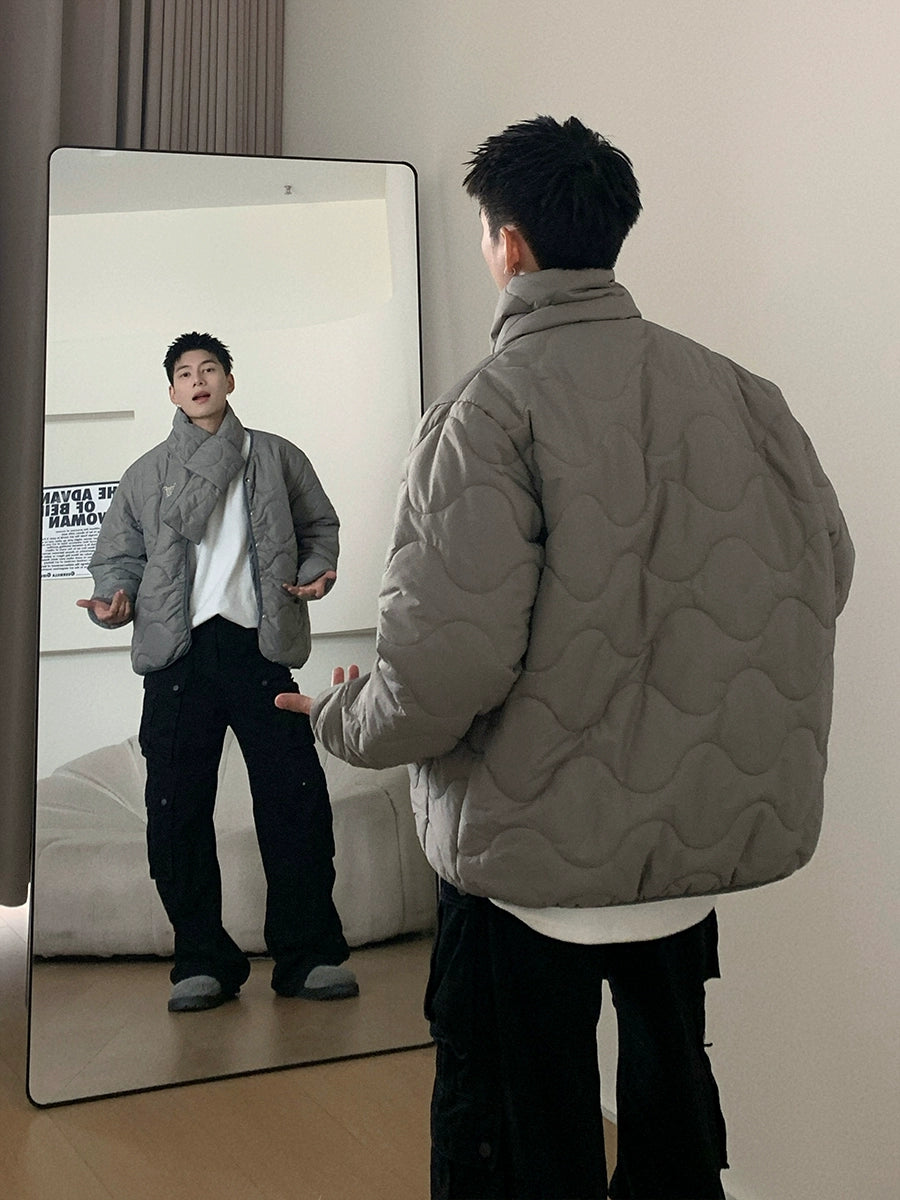 Veste à col détachable en daim japonais matelassé 
