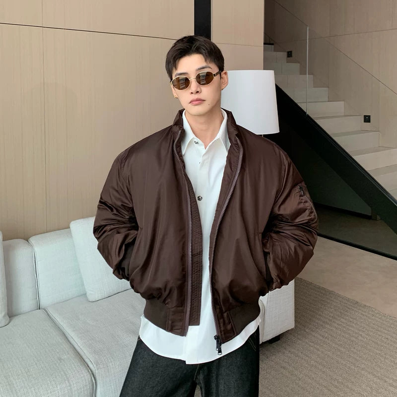 جاكيت بومبر بقلنسوة واقي من الماء مصنوع من الساتان 