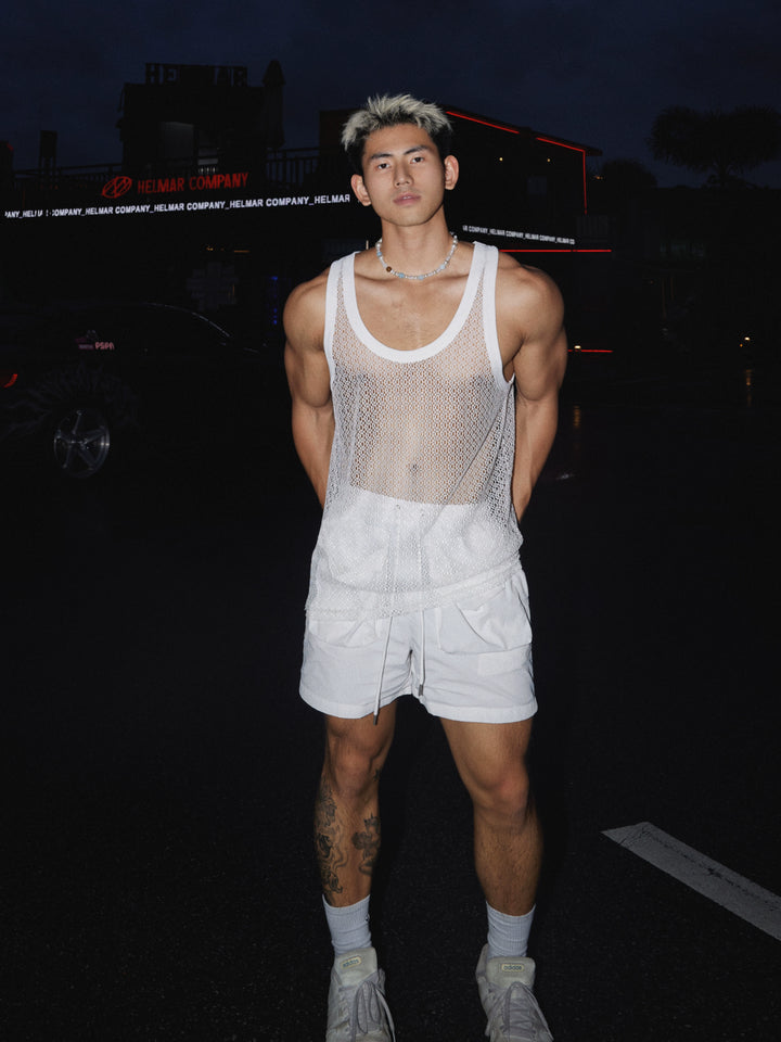 Mesh See-through Casual Sleeveless Vest